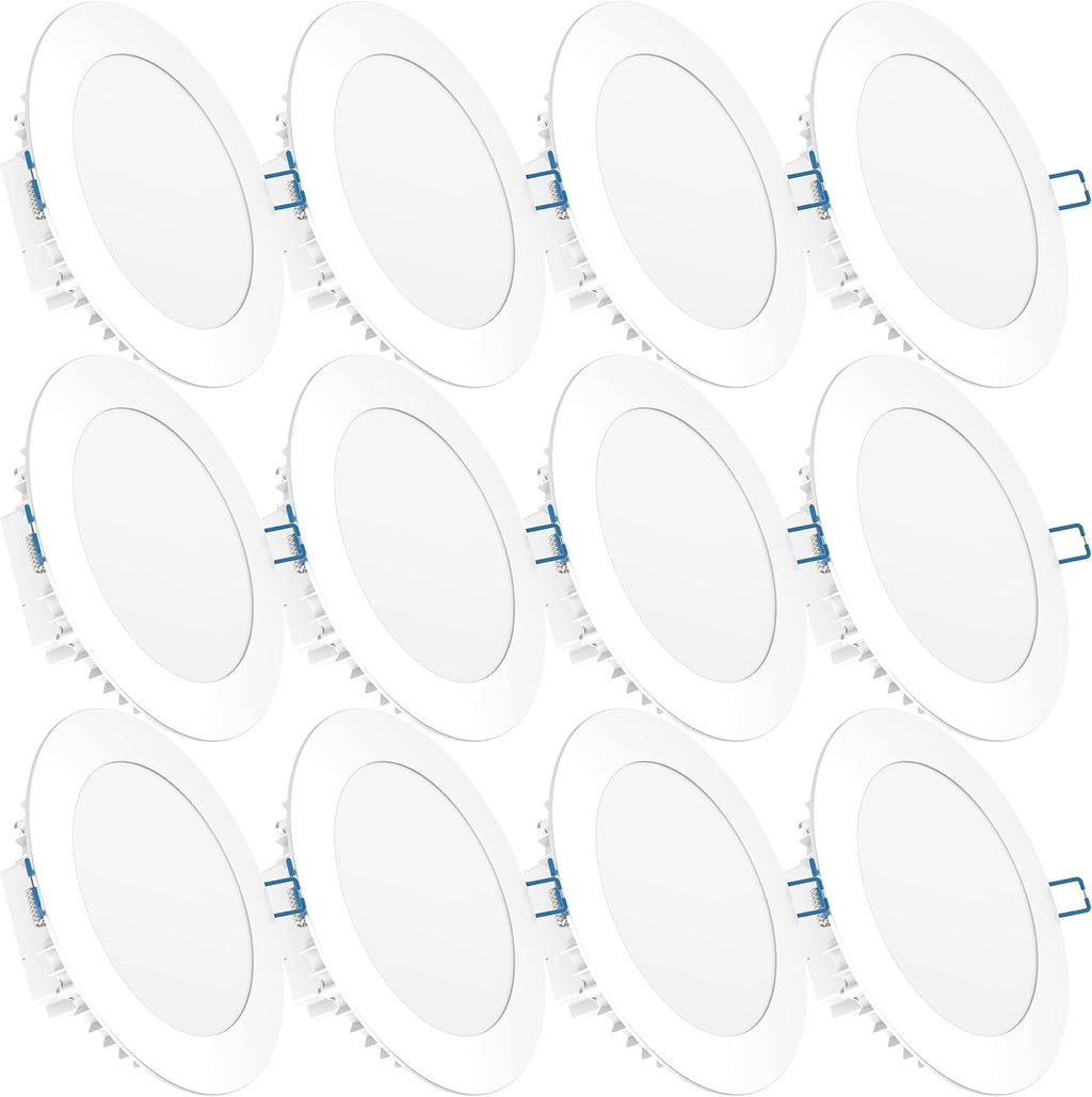 12 Pack 4 Inch Ultra Thin LED Recessed Ceiling Lights, 3000K Warm White, 10W, 650 LM, Dimmable S853704