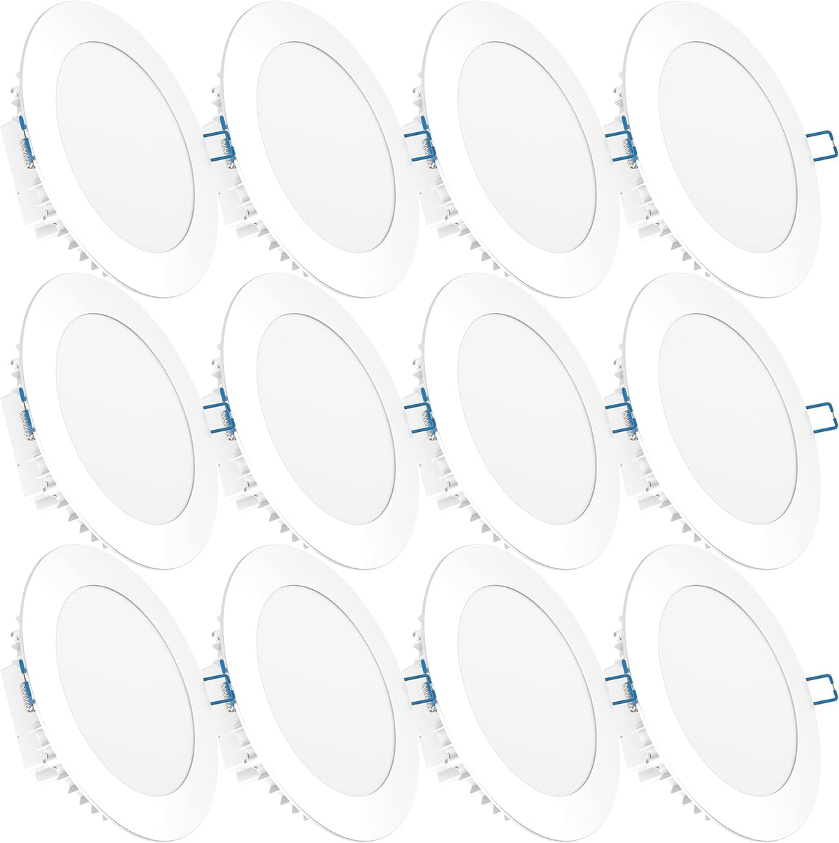 12 Pack 4 Inch Ultra Thin LED Recessed Ceiling Lights, 3000K Warm White, 10W, 650 LM, Dimmable S853704