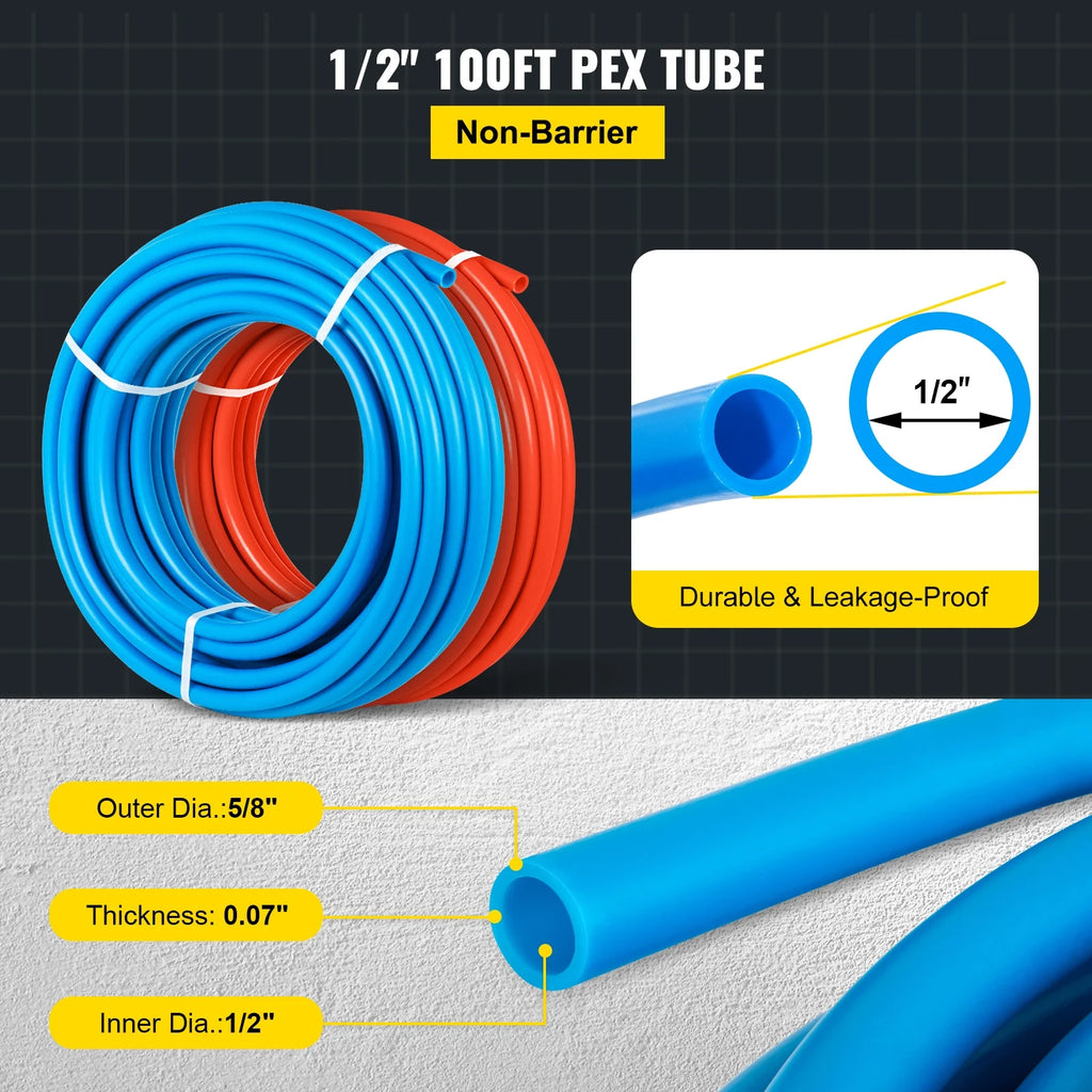 Pex Tubing 2 Rolls of 1/2 Inch X 100 Feet Flexible Water Pipe N148