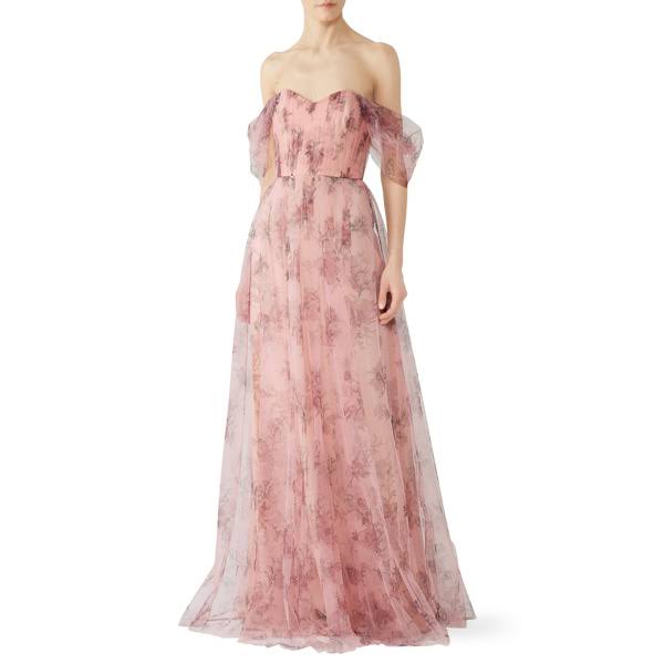 Blush Floral Tulle Gown M4172