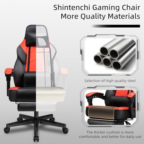 Grey Ergonomic Gaming Chair with Footrest and Massage Lumbar Support Q709058