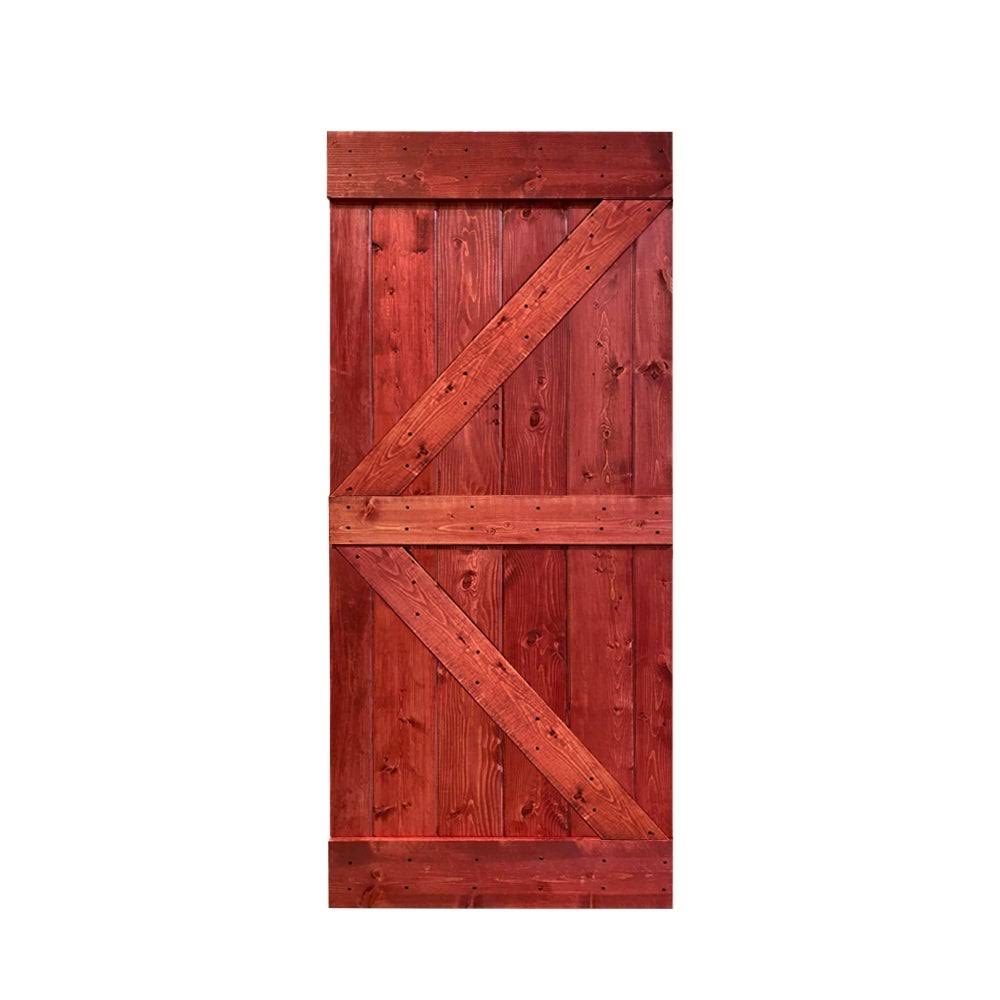 Jungle Green Stained Solid Pine Wood Interior Sliding Barn Door Slab K570671