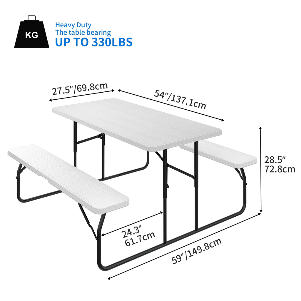 Heavy Duty Folding Picnic Table and Bench White X776