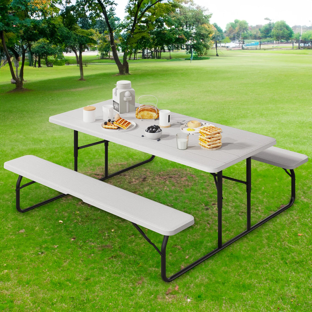 Heavy Duty Folding Picnic Table and Bench White X776