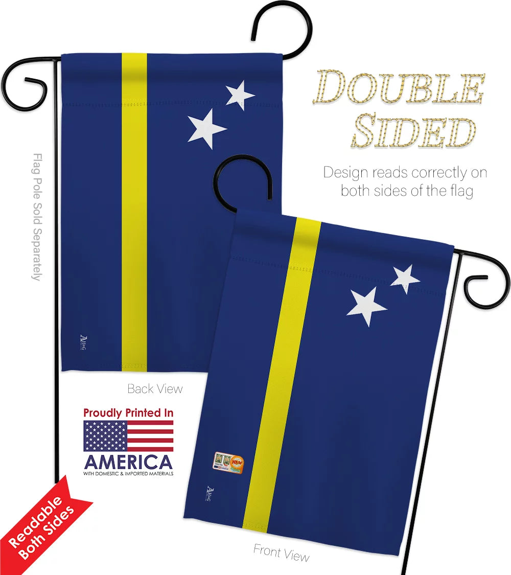 Flags of the World Double Sided Garden Flag Set Metal Pole S96346