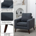 Dark Grey Upholstered Flannel Armchair with Solid Wood Legs Q44164