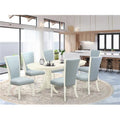 Linen White & Baby Blue Dining Set of 6 P9947