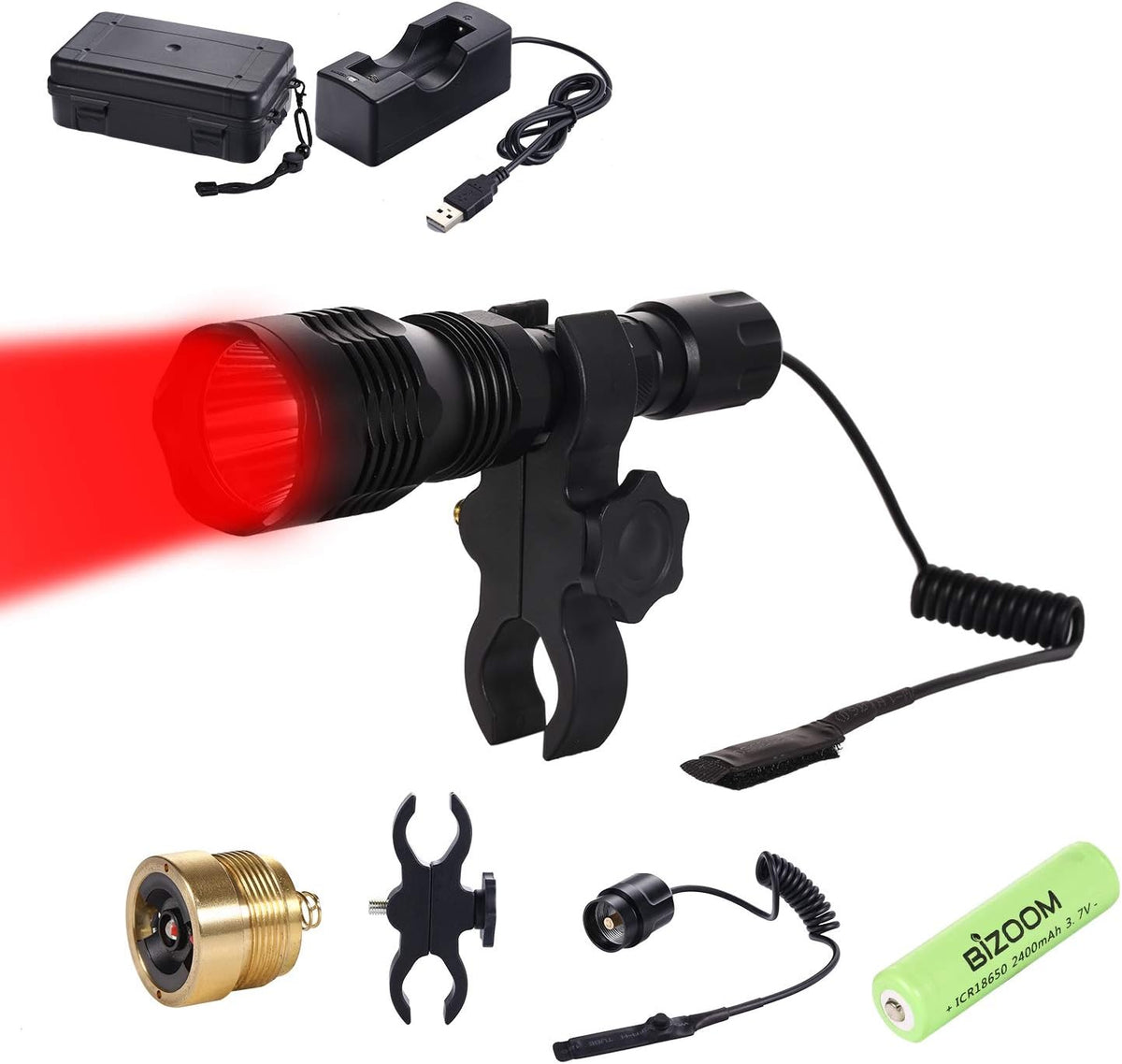 Red Green Hunting Flashlight with Pressure Switch, Pack of 2 B4950