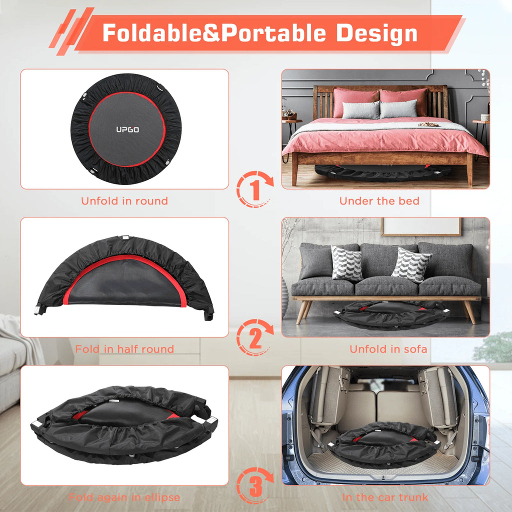 40 Foldable Fitness Trampoline with Adjustable Foam Handle K422354