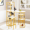 3-Piece Dining Table Set with 2 Stools Y770