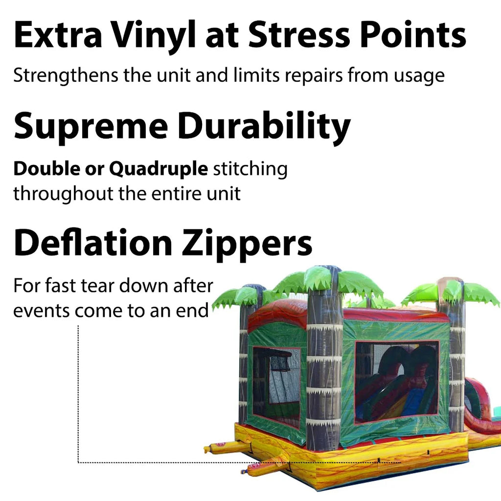 Tropical Fire Marble Kids Inflatable Water Slide Bounce House Combo with Blower M58181