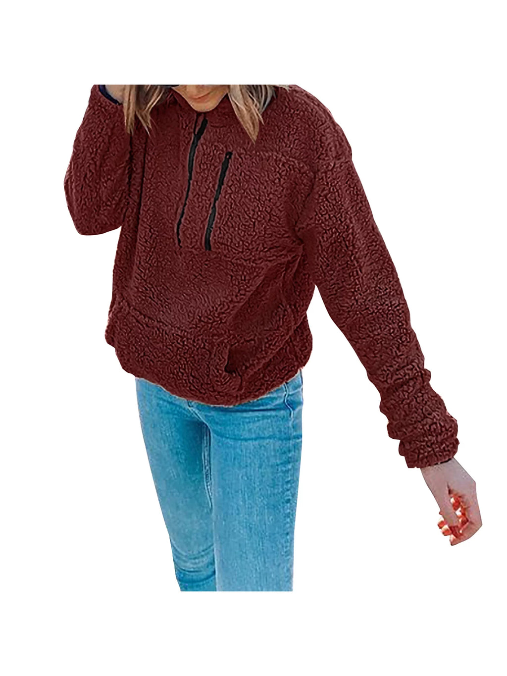 Imitation Lamb Pullover Long Sleeve Round Neck Outerwear B9359