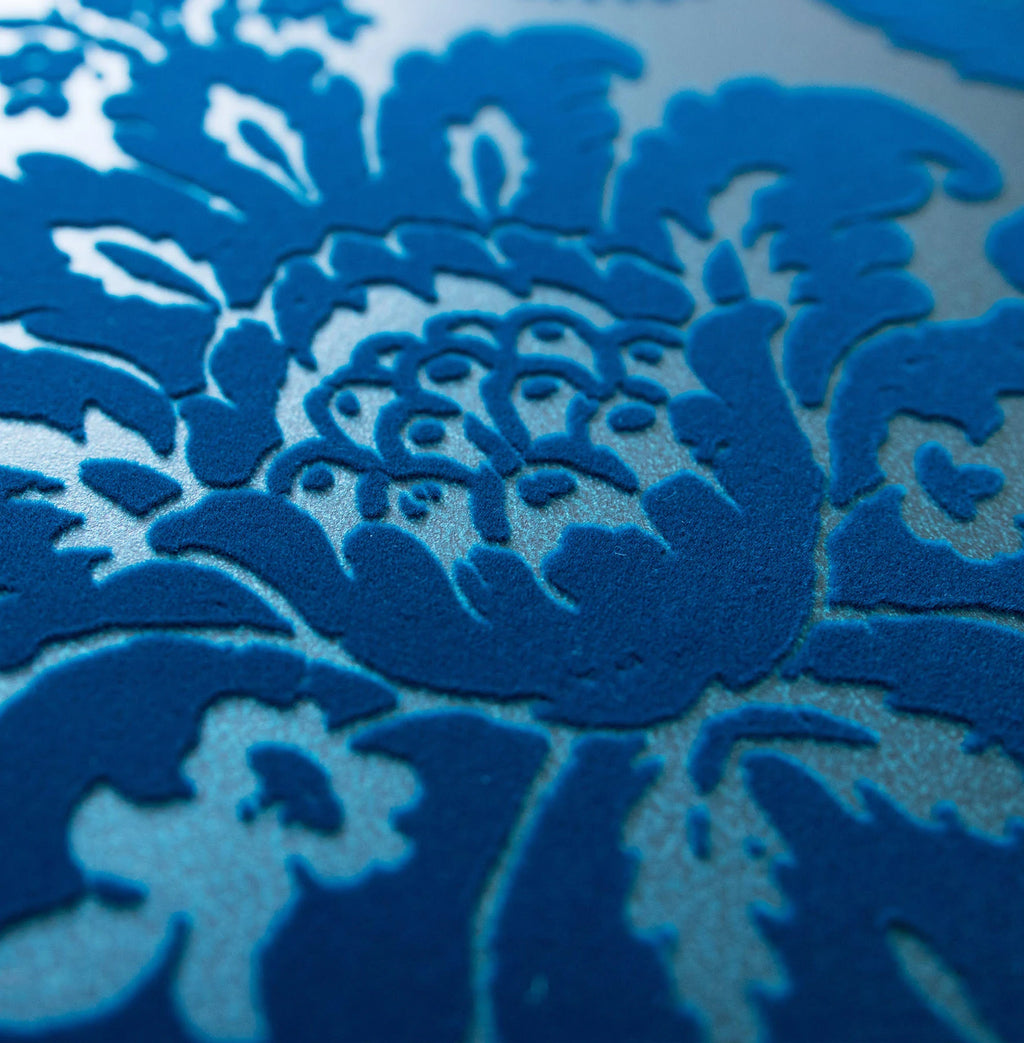 Shadow Blue Damask Wallpaper D25167
