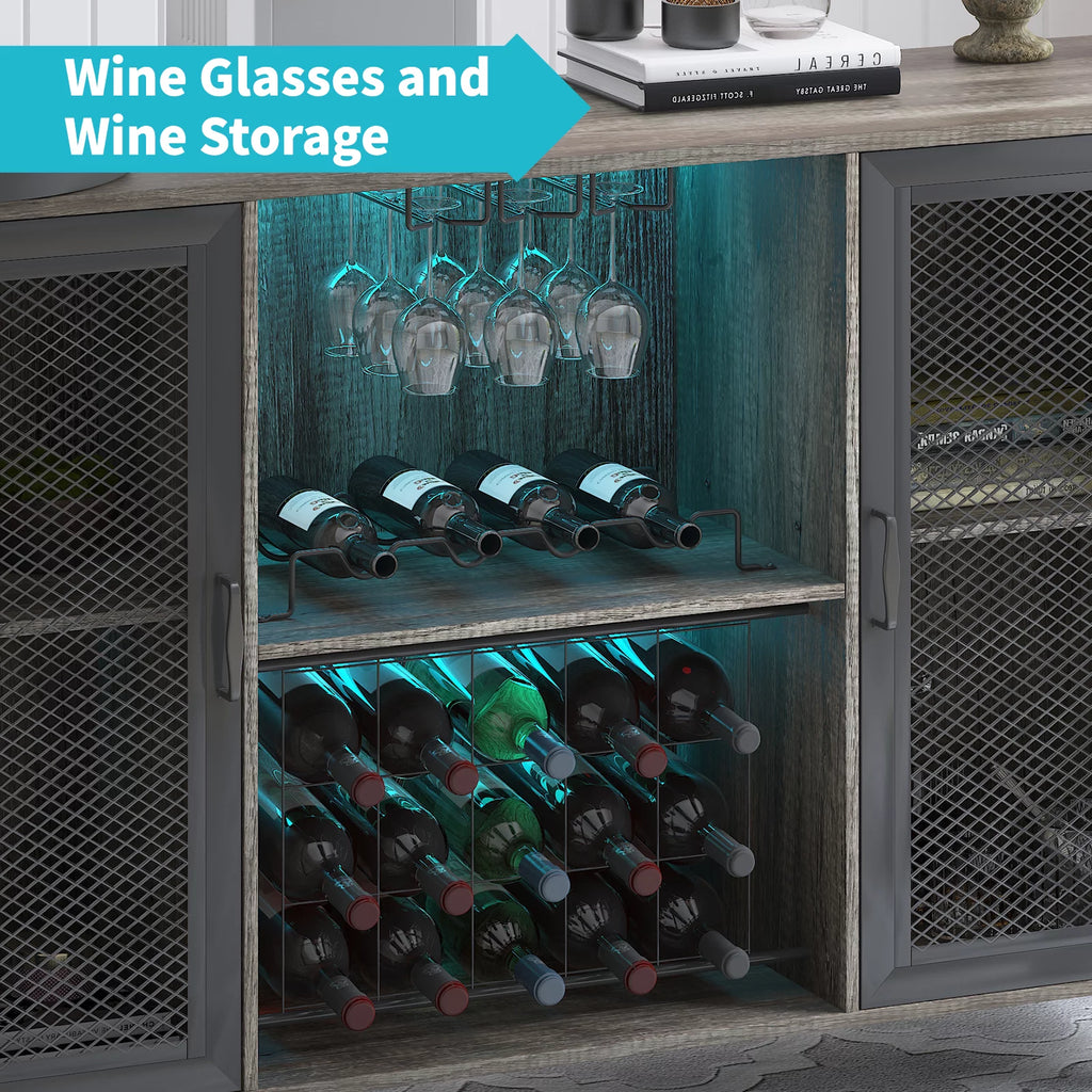 Wine Bar Cabinet with Storage and Wine Rack D319973