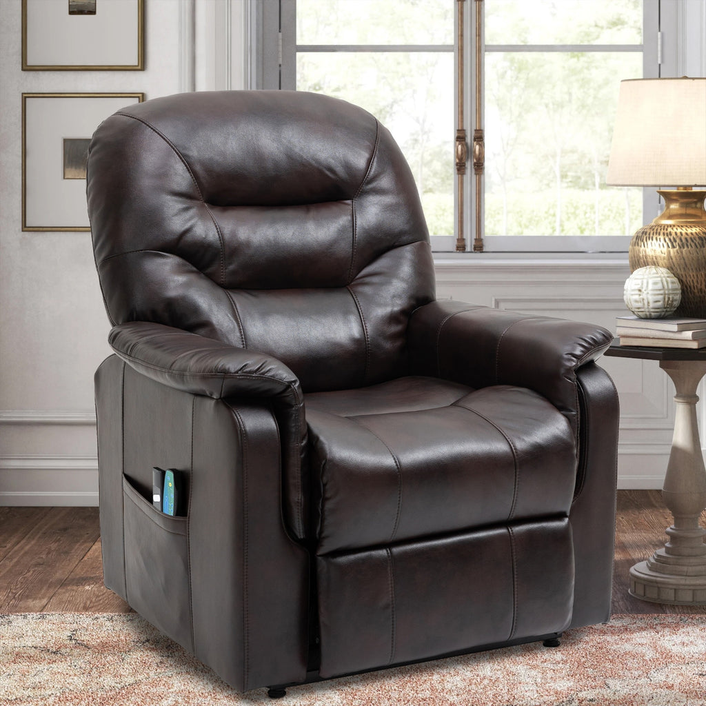 Blue Faux Leather Power Lift Recliner Chair U45046