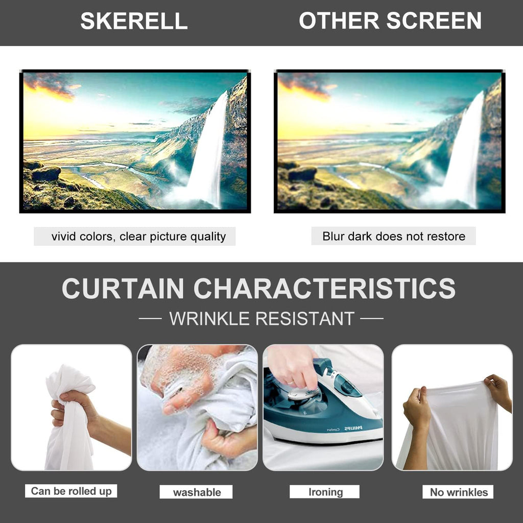 80 inch Portable Projector Screen with Stand and Carry Bag Y58256