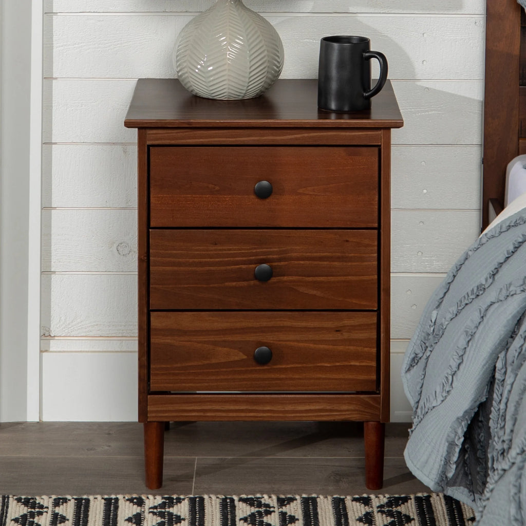 Walnut 3-Drawer Nightstand P162