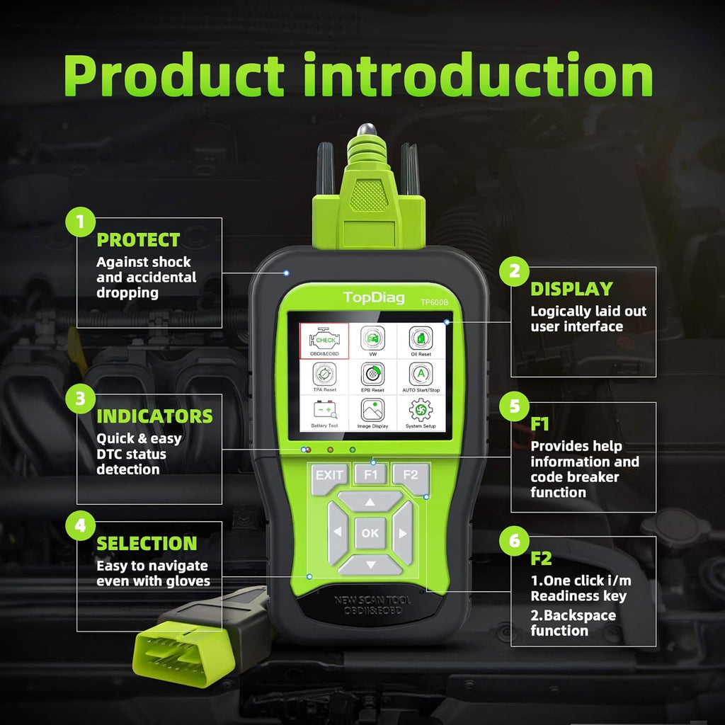 OBD2 Scanner Car Code Reader with Battery Tester 3 in 1 T325016