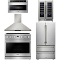 36 Gas Range, Range Hood, Refrigerator, Microwave and Wine Cooler I2518
