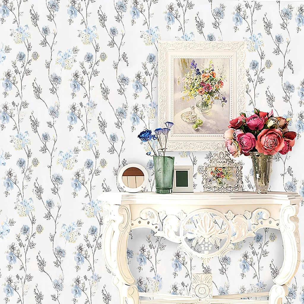 Green Plant Retro Leaf Flower Waterproof Peel And Stick Wallpaper W409698