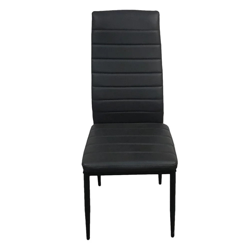 6 Pc High Back PU Leather Dining Chairs Black E2037