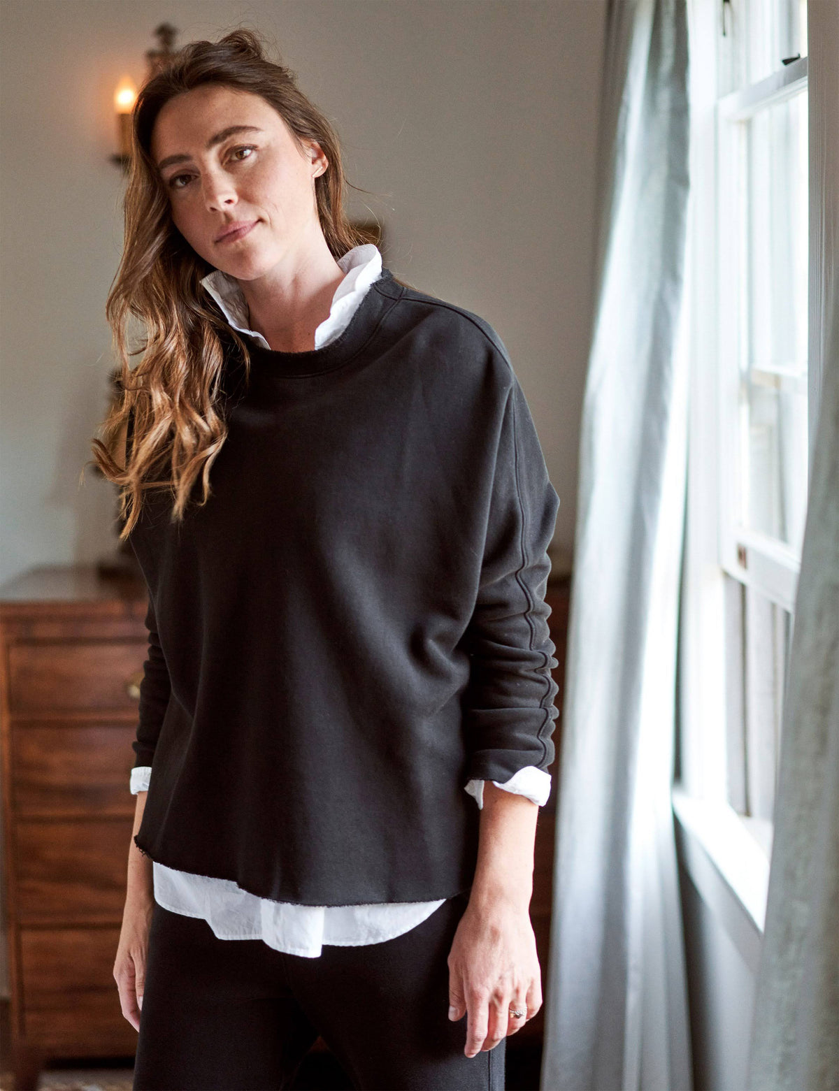 Black Fleece Long-Sleeve Capelet Z60368