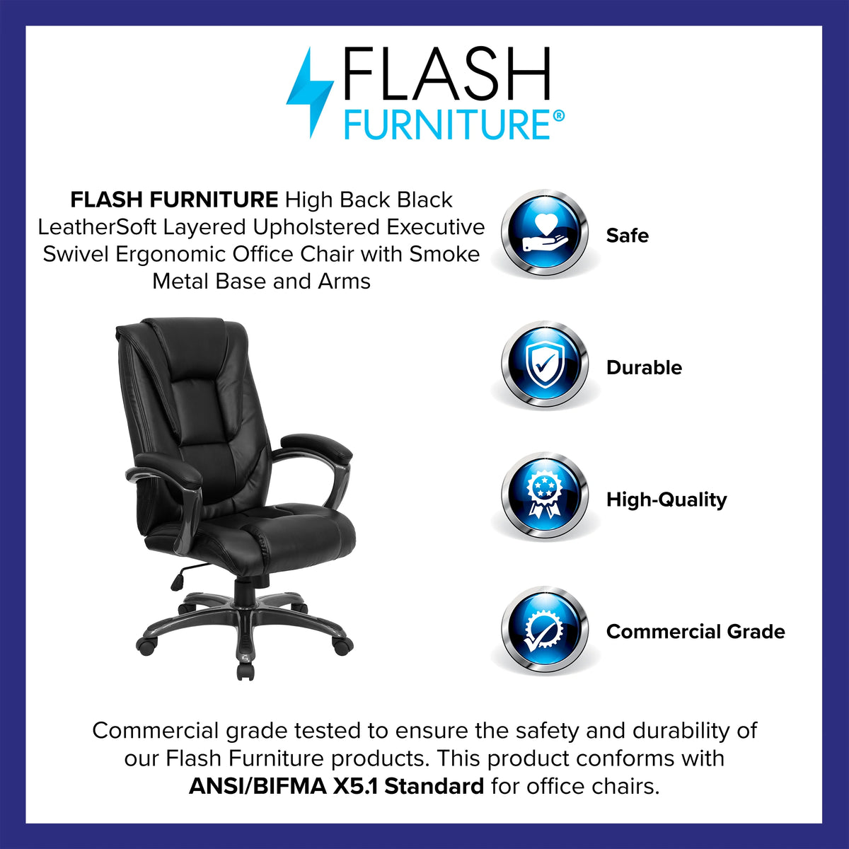 Black LeatherSoft High Back Ergonomic Office Chair E241