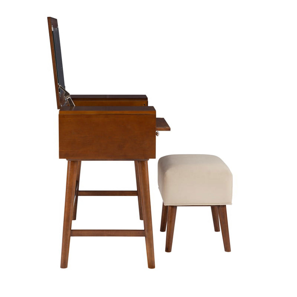 Walnut Brown Wood Vanity Set B671