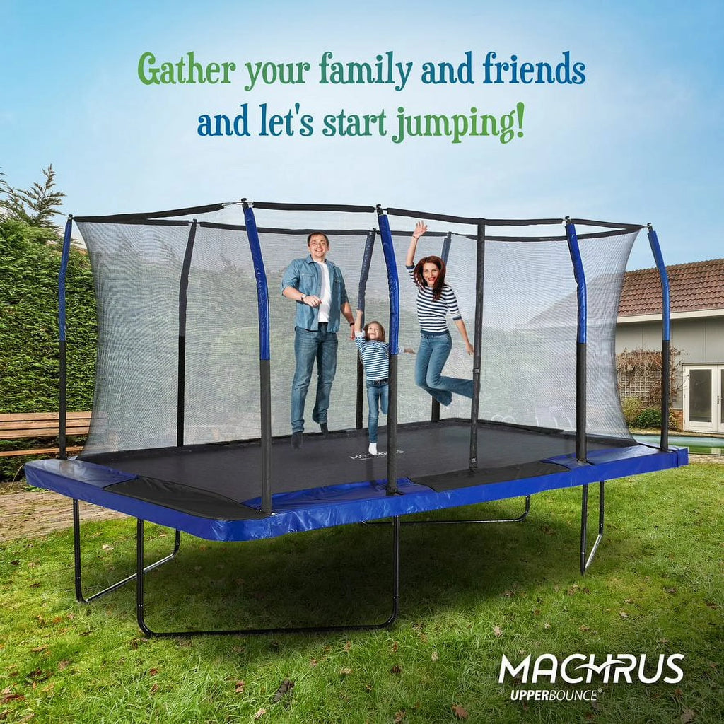 Blue/Black Rectangular Trampoline Set with Enclosure System F828