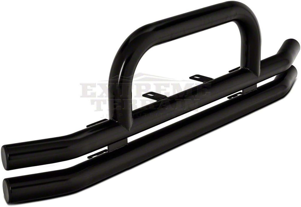 Gloss Black Double Tubular Front Bumper with Over-Rider Hoop H637