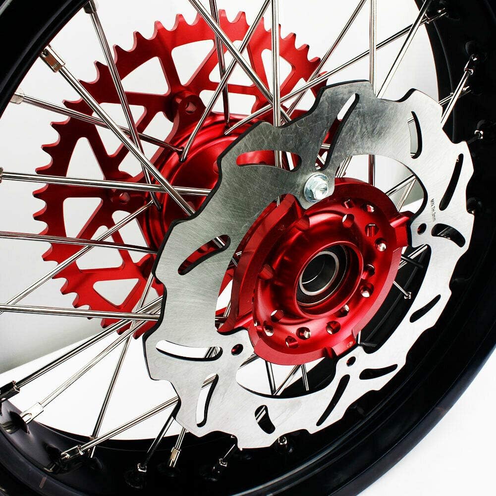 17" Supermoto Wheel Set with Brake Rotors and Rear Sprocket U1612