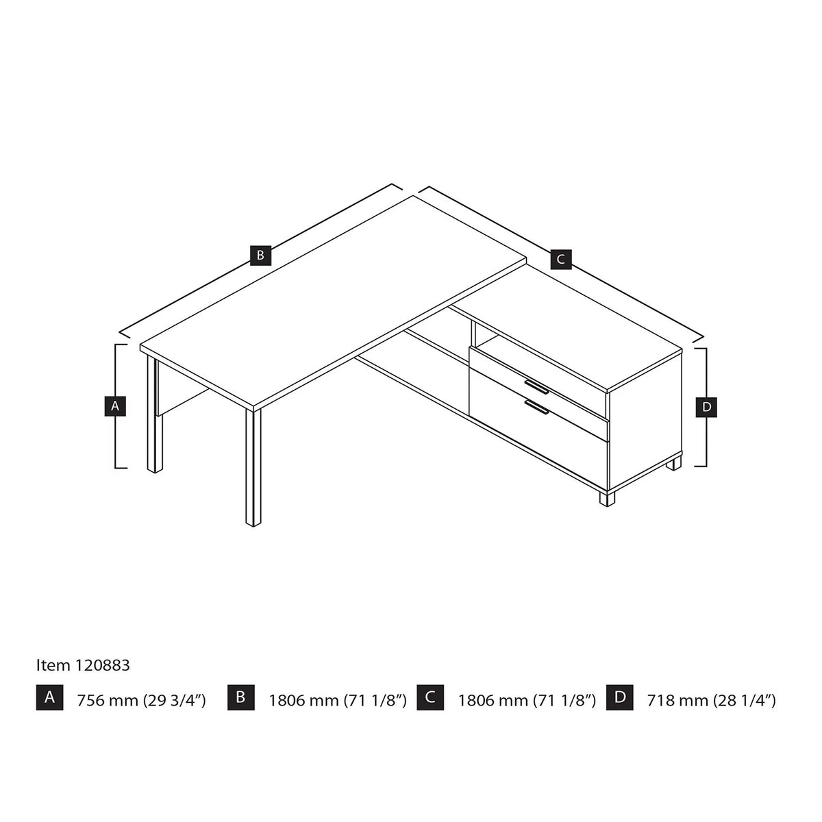White Bark Grey L-Desk P673