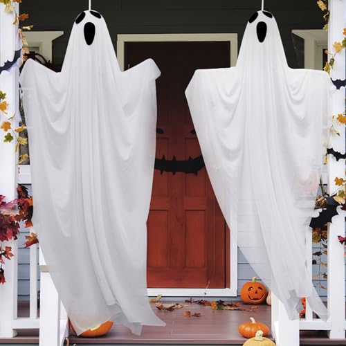 2 Pack 55" Light up Hanging Ghosts Decorations with LED Lights N949