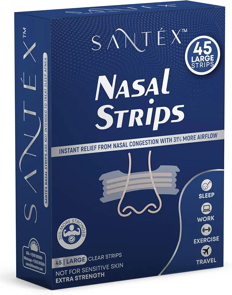 Large Clear Extra Strength Drug-Free Nasal Strips 45 ct S4269