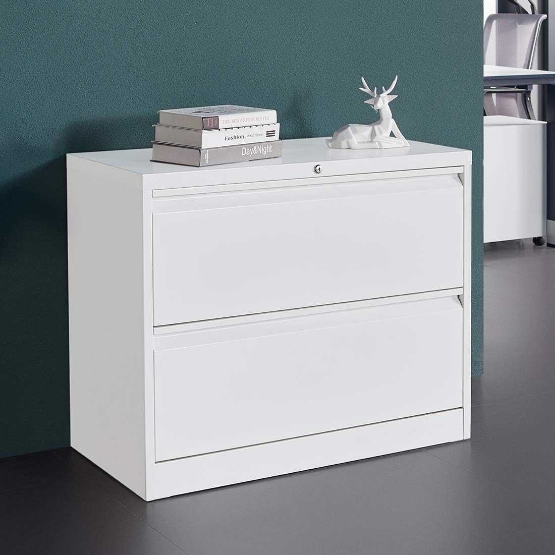 2 Drawer Black Stainless Steel Lateral File Cabinet D5611