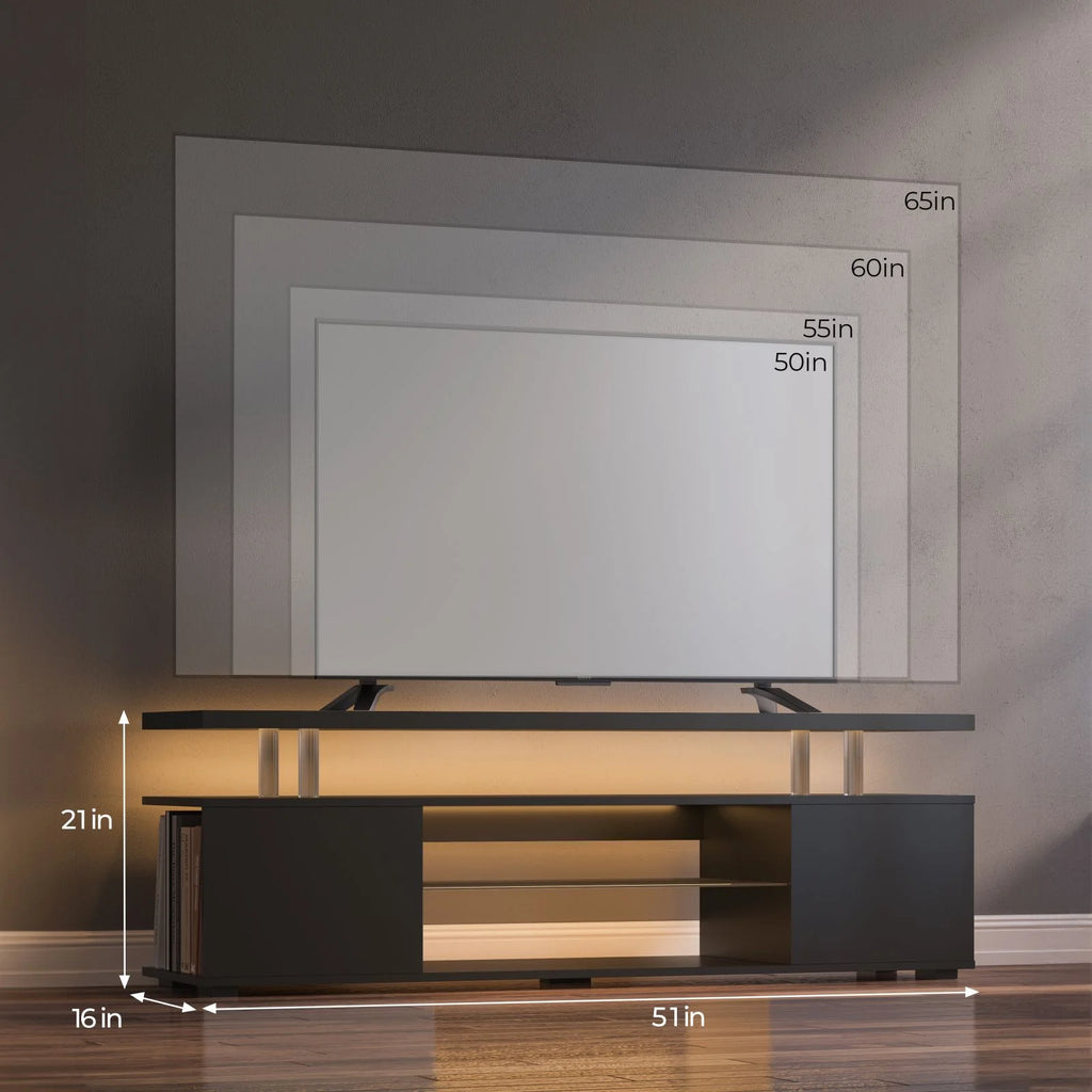Black TV Stand with Glass Shelf P272