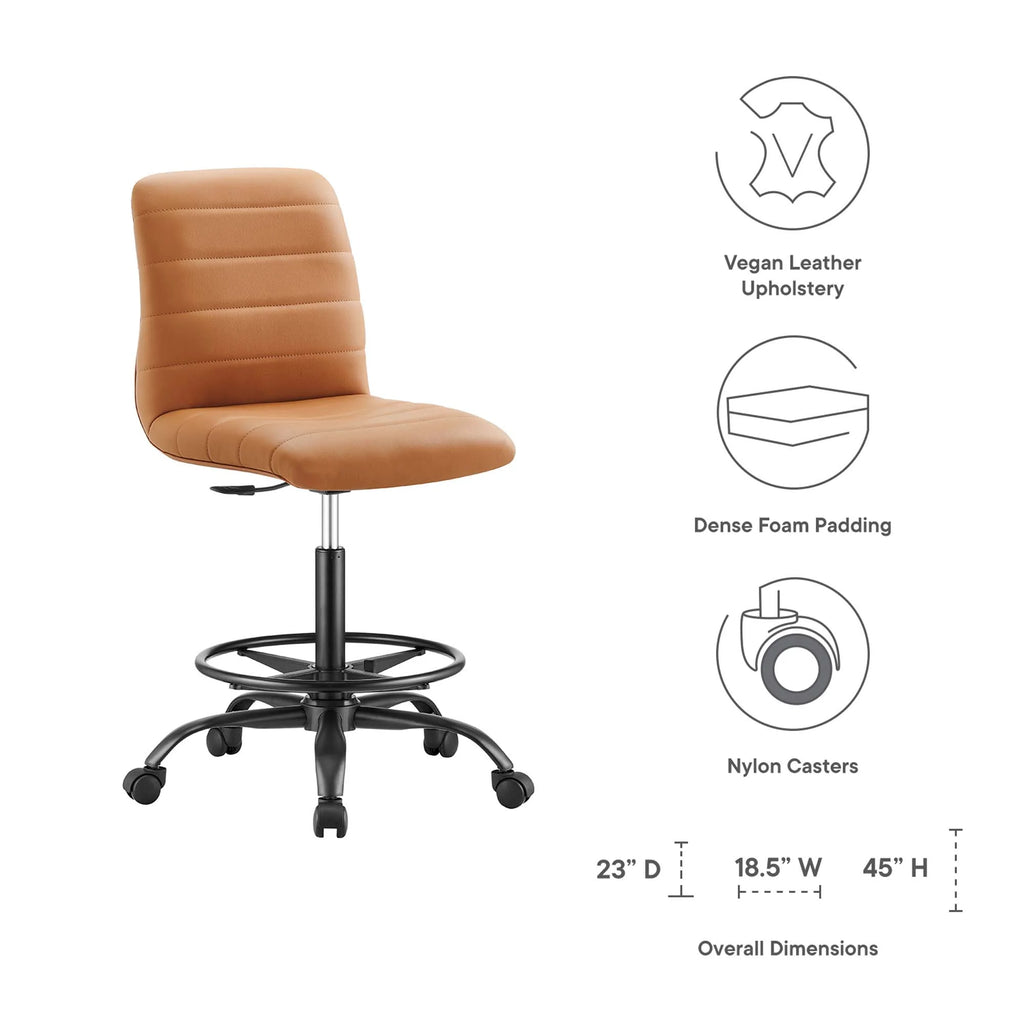 Black Tan Vegan Leather Drafting Chair H4179