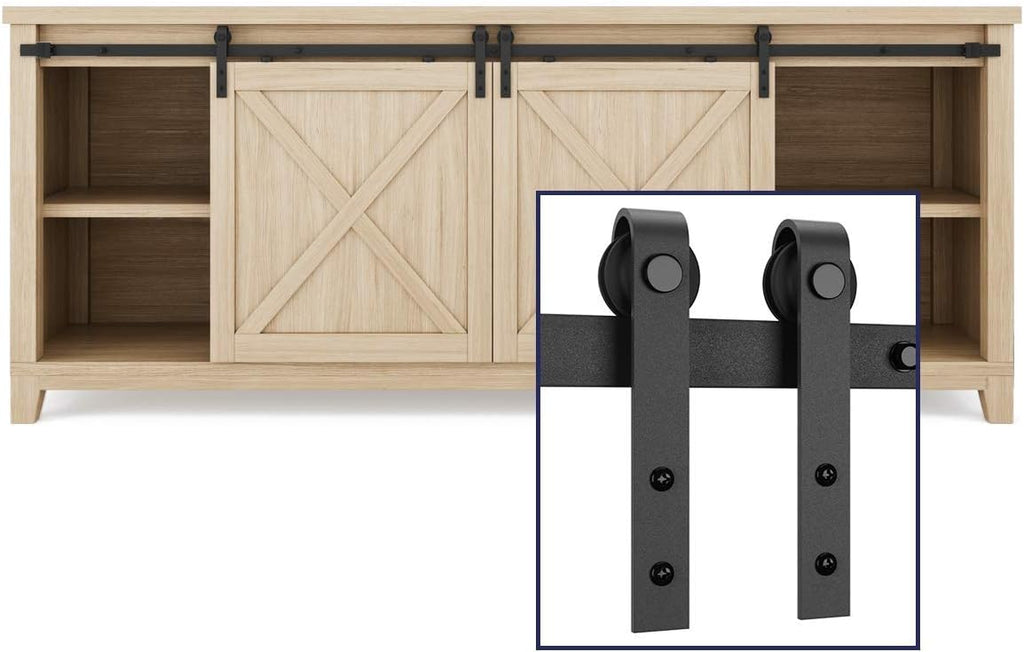 6.6FT Double Sliding Barn Hardware Kit for TV Stand, Closet, Window B55607