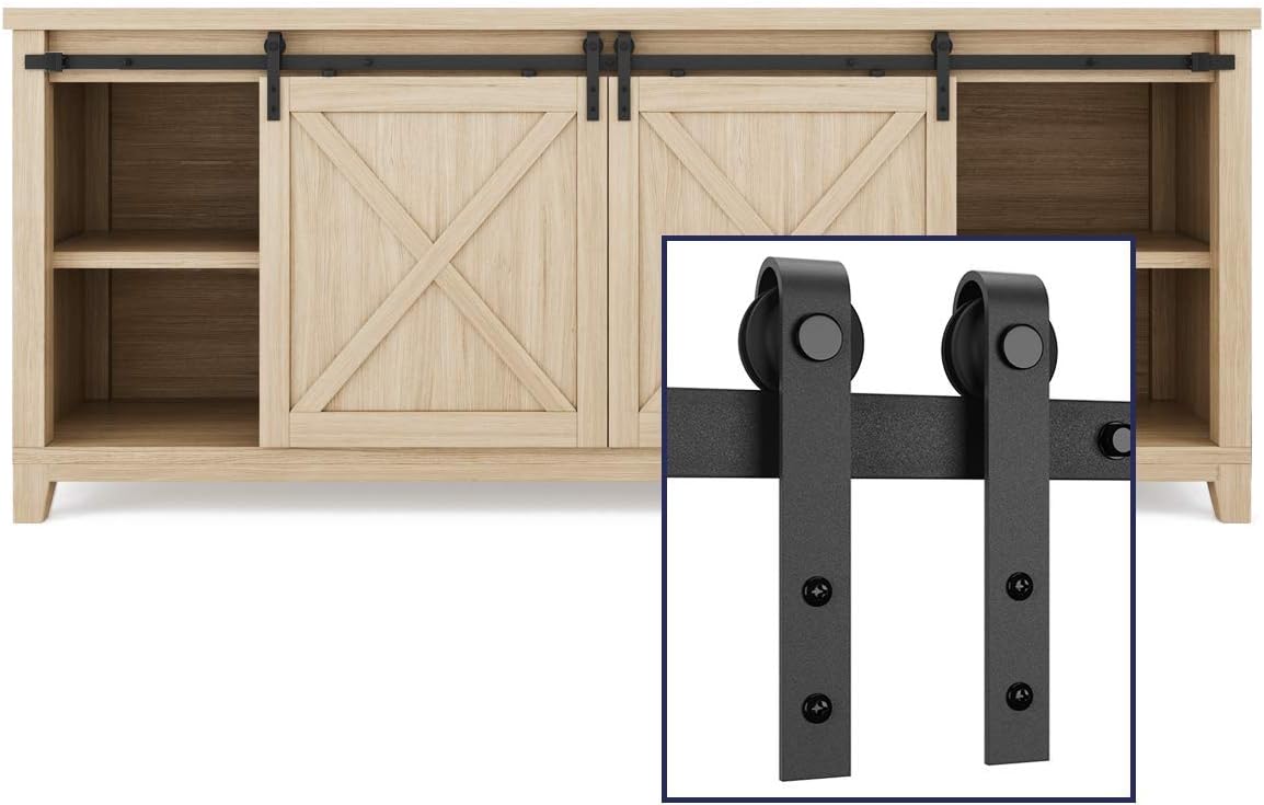 6.6FT Double Sliding Barn Hardware Kit for TV Stand, Closet, Window B55607