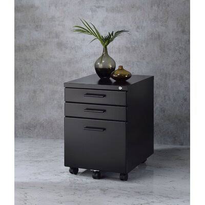 Black 3-Drawer Mobile Vertical Filing Cabinet W6175