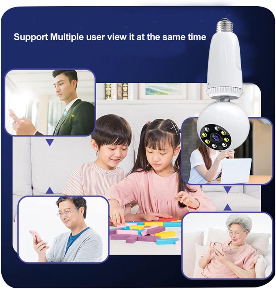 2MP 1080P Wireless Lightbulb Powered PTZ Security Camera with E27 Bulb Connector, Pack of 2 I5562