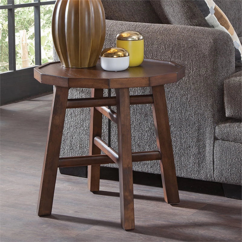 Burnt Caramel Finish Wood End Table V83942