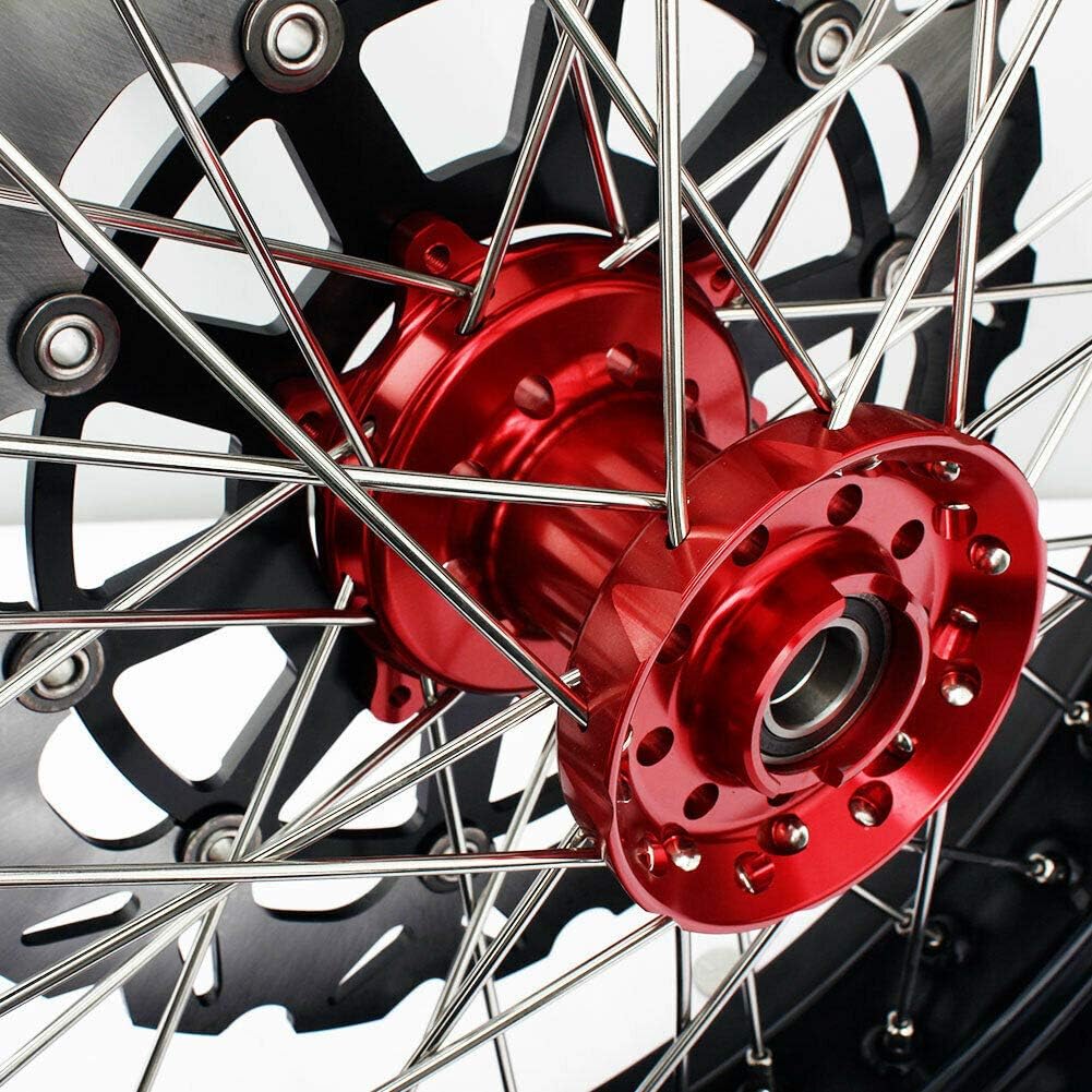 17" Supermoto Wheel Set with Brake Rotors and Rear Sprocket U1612