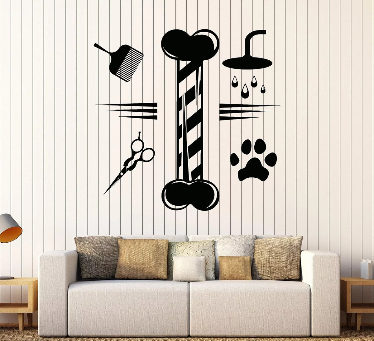 Vinyl Wall Decal Grooming Pets Beauty Salon Animals Stickers Large Decor White M164009