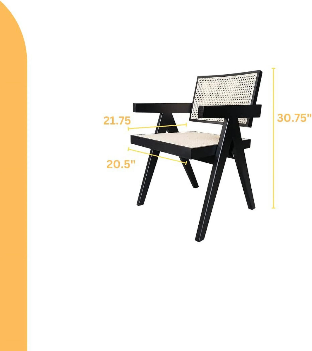 Black Rattan Cane Dining Chair with Mesh Back and Arms H212880