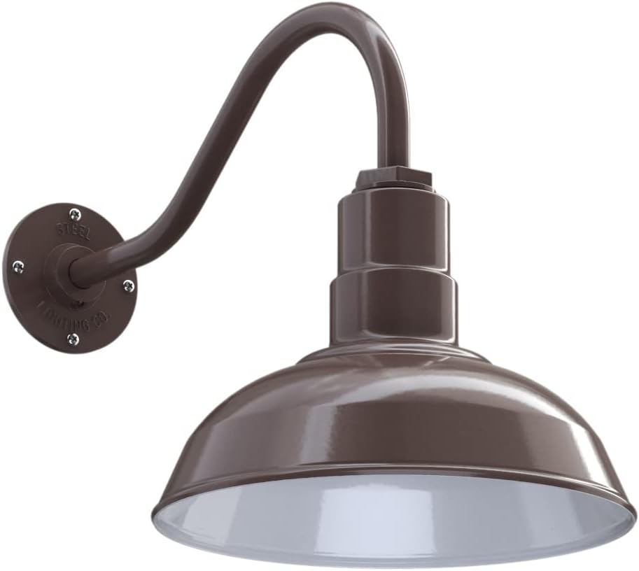 Matte Black 12 inch Dome 11 inch Gooseneck Outdoor Wall Mounted Barn Light D536