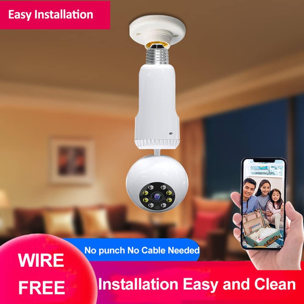 2MP 1080P Wireless Lightbulb Powered PTZ Security Camera with E27 Bulb Connector, Pack of 2 I5562