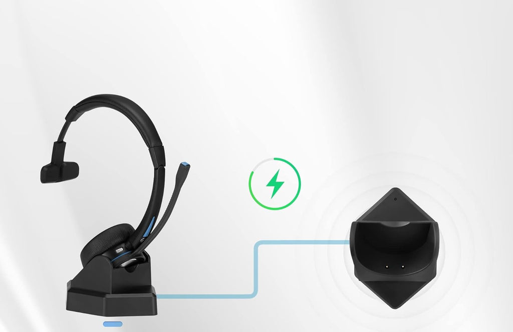 Wireless Bluetooth Headset with Noise Canceling Microphone, HD Speakers and Separate Charging Base, Pack of 2 S13110