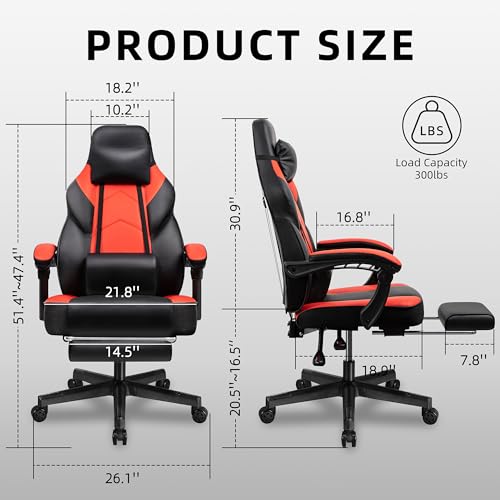Grey Ergonomic Gaming Chair with Footrest and Massage Lumbar Support Q709058