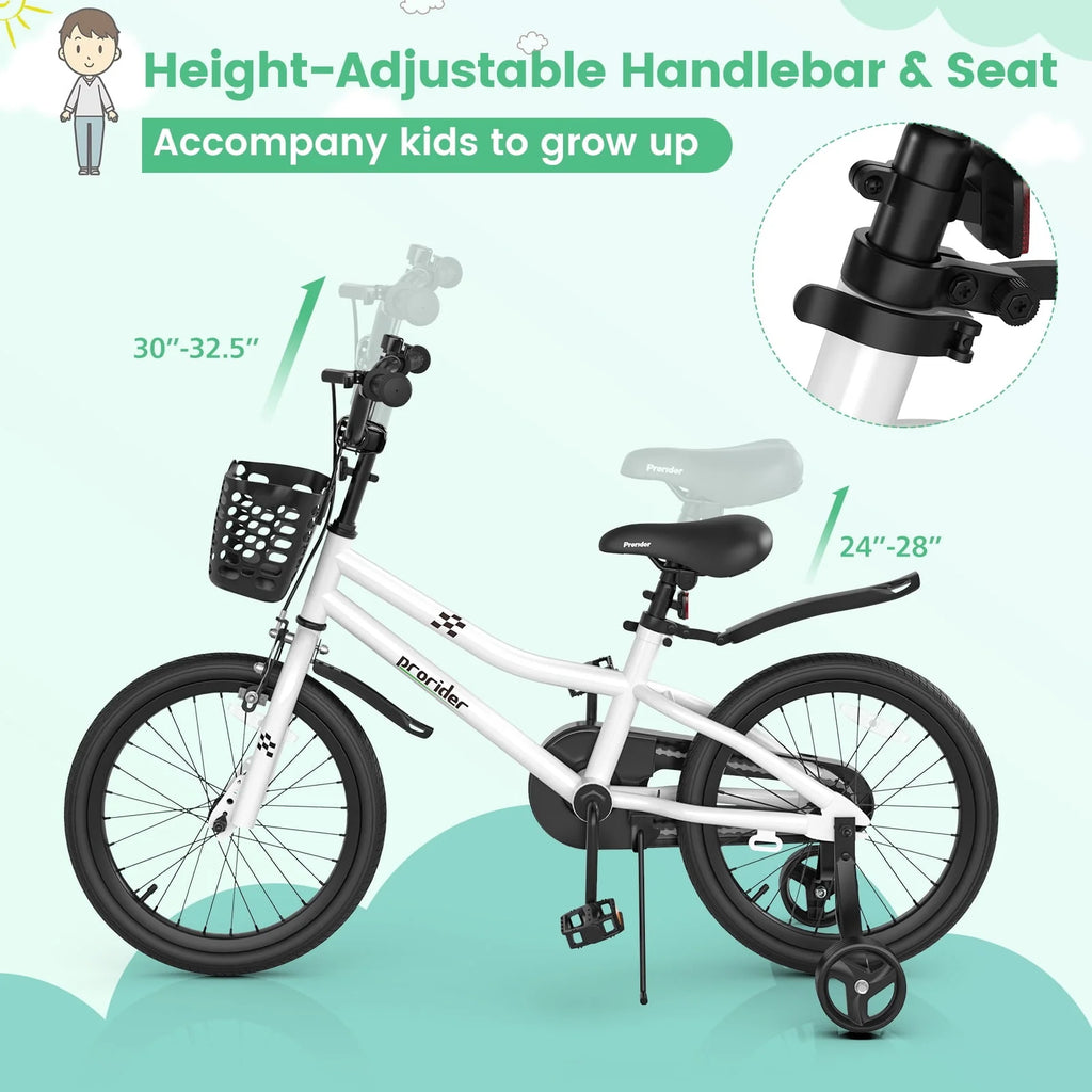 18'' Kid's Bike with Training Wheels & Basket H4650